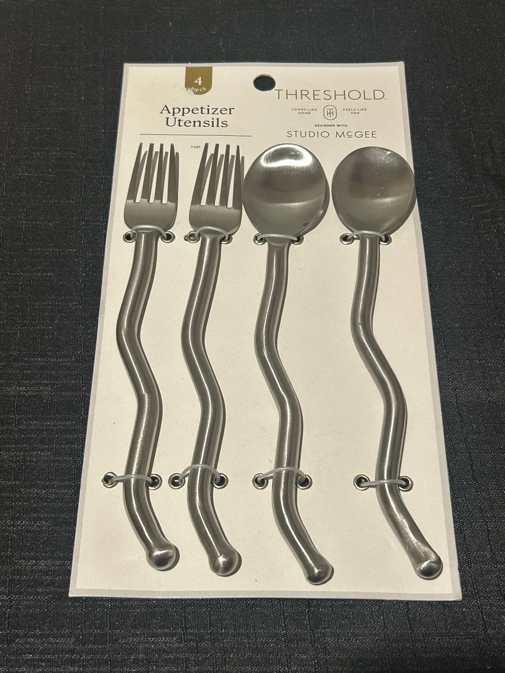 Threshold Silver Wavy-Handle Appetizer Utensils Set - 4 Pc